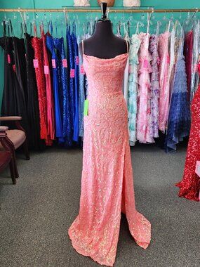 Private Label Esme Prom Dress Size 6 Coral Sequins